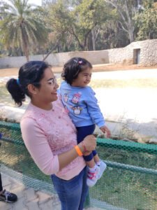 Baby with mother at Chhatbir Zoo