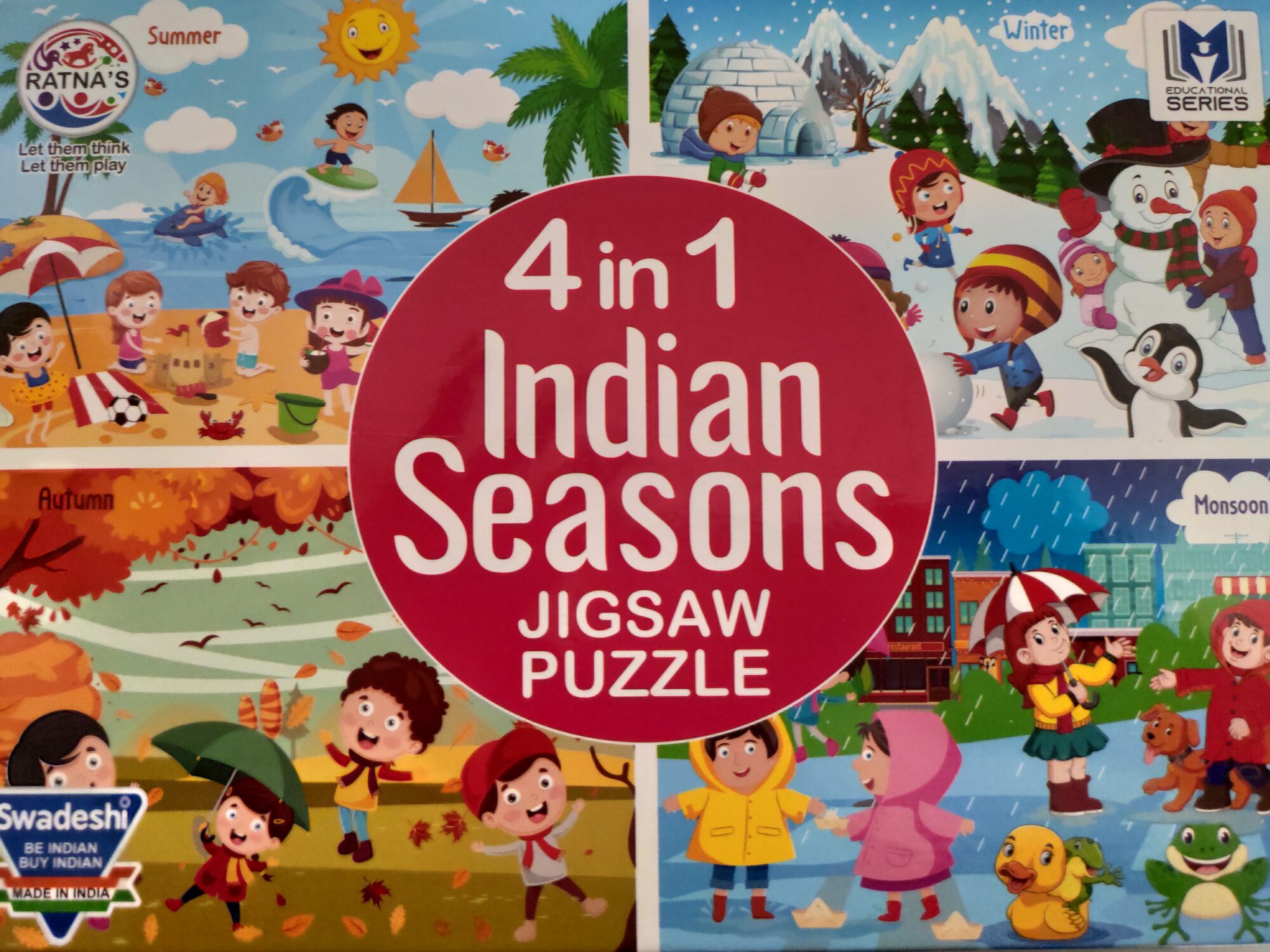 Ratna's 4 in 1 Indian Seasons Jigsaw Puzzle is a must buy for your toddler if you want to enhance his or her learning and remembering abilities.