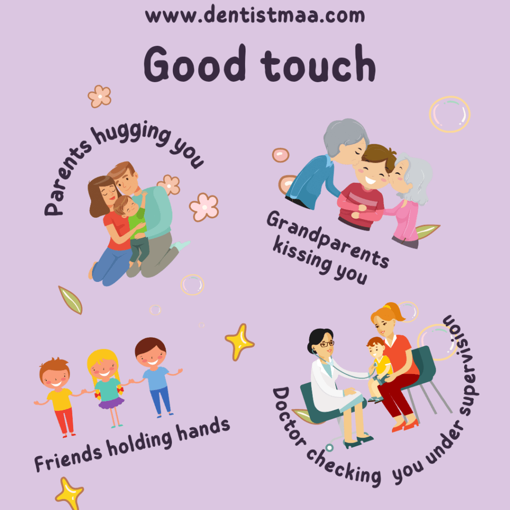 various examples of good touch for babies or kids or girls
