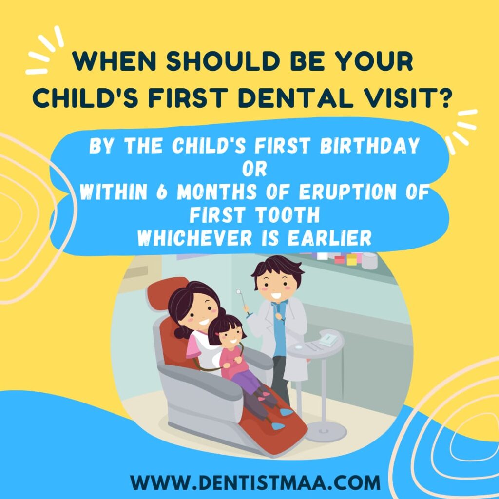 first dental visit should be by the child's first birthday