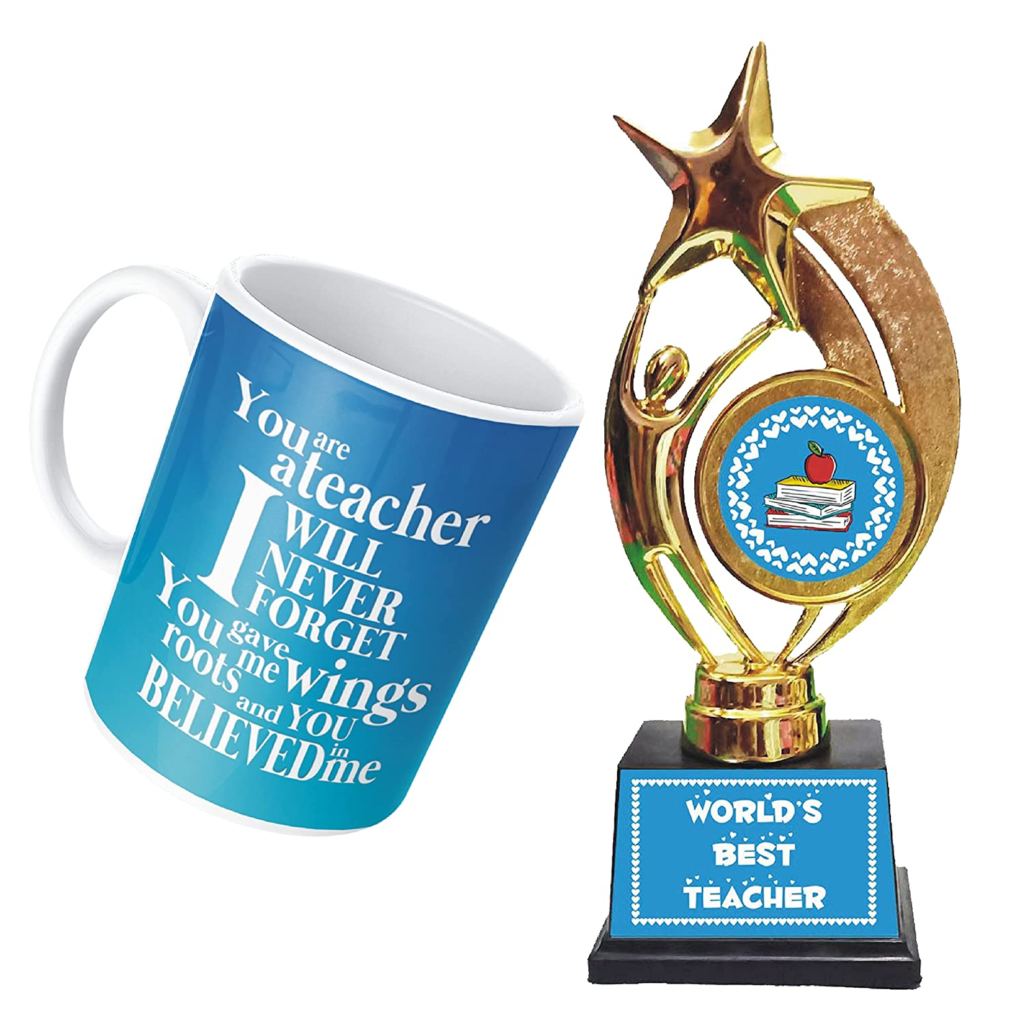 coffee mug and trophy | Teacher's Day gift ideas | when is Teacher's Day 2022