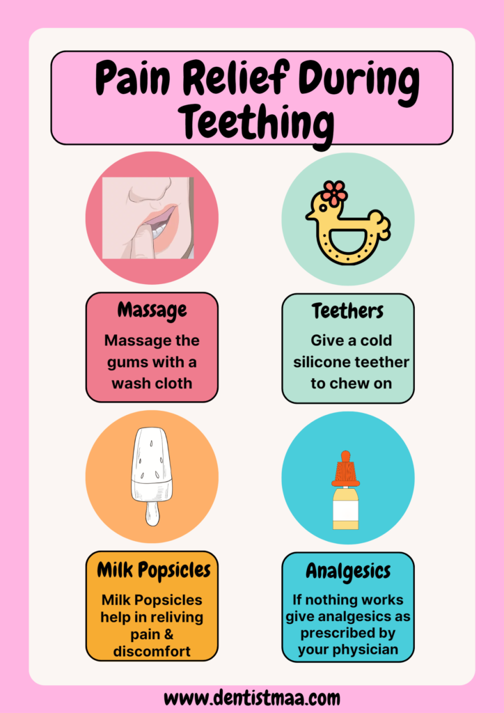 teething pain,, pain relief while teething, milk popsicles, teethers, wash cloth, massage the gums