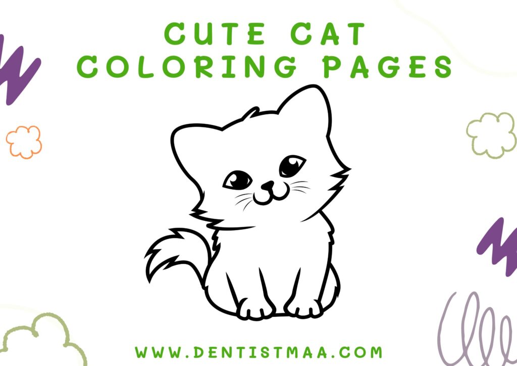 Coloring pages, coloring sheets, cat coloring sheets, cute cat, cute kitten