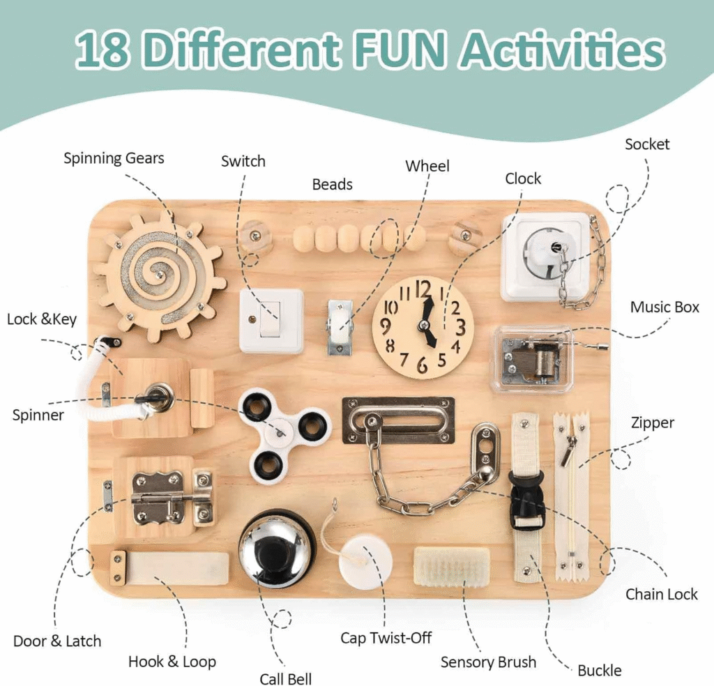 Top 10 Must Buy Busy Boards for Toddlers That Boost Learning and are Fun (Expert Picks) 18 busy boards for toddlers, busy board, toddlers, activity toys, brain boosting, montessori, fine motor skill, gross motor skill