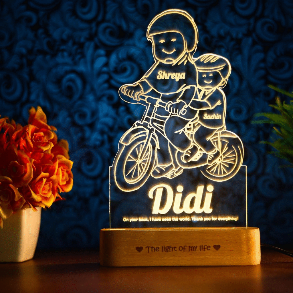 Rakhi 2025: 10 Heartwarming Personalized Gift Ideas for Your Loving Sibling 15 Rakhi 2025, Raksha bandhan, Rakhi 2025 Gift Ideas, Rakhi 2025 heartwarming gift ideas, happy rakhi, sibling, brother, sister, name rakhi, photo frame, led lamp, led rotating lamp, character caricature photo frame