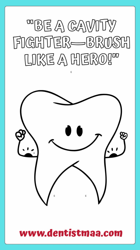 Kids love to colour, and it is one of the best ways to enhance their fine motor skills. Also, dental health is one of the most important things to teach our kids from a very young age. So, here I have curated super simple, fun and attractive dental colouring pages for your precious little one to help him or her know the importance of dental health and also have some fun.