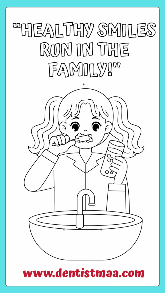 Dental health colouring pages